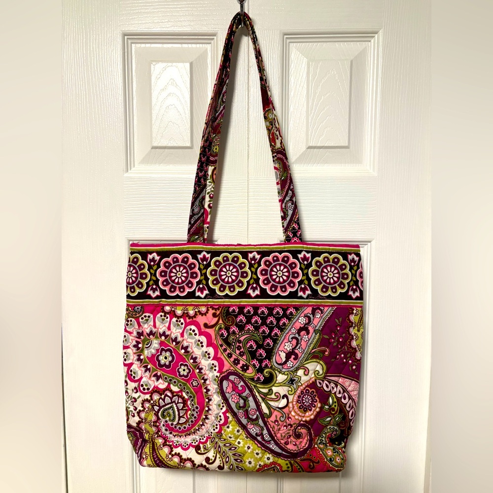 NWOT Vera Bradley Pink/Purple Floral Paisley Tote Bag - Picture 2 of 4
